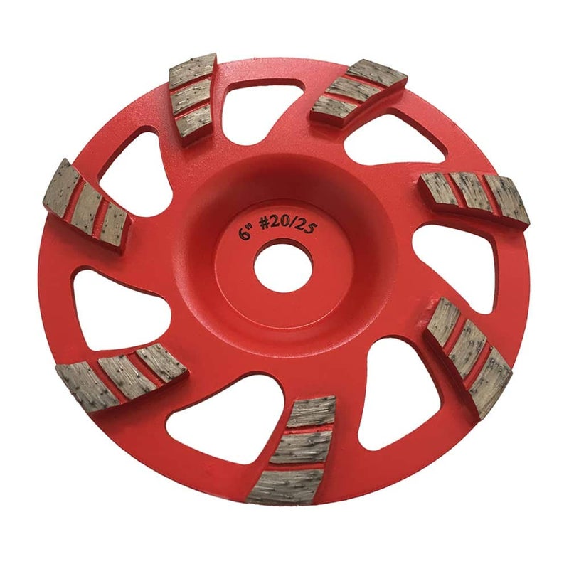 EDiamondTools 6" High Performance Diamond Grinding Wheels for Aggressive Concrete, Paint, Epoxy, Mastic, Coating Removal, 20/25 Grit, Turbo Segments, 19mm Arbor Hilti DG150 - Image 1